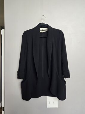 Black Open-Front Draped Jacket